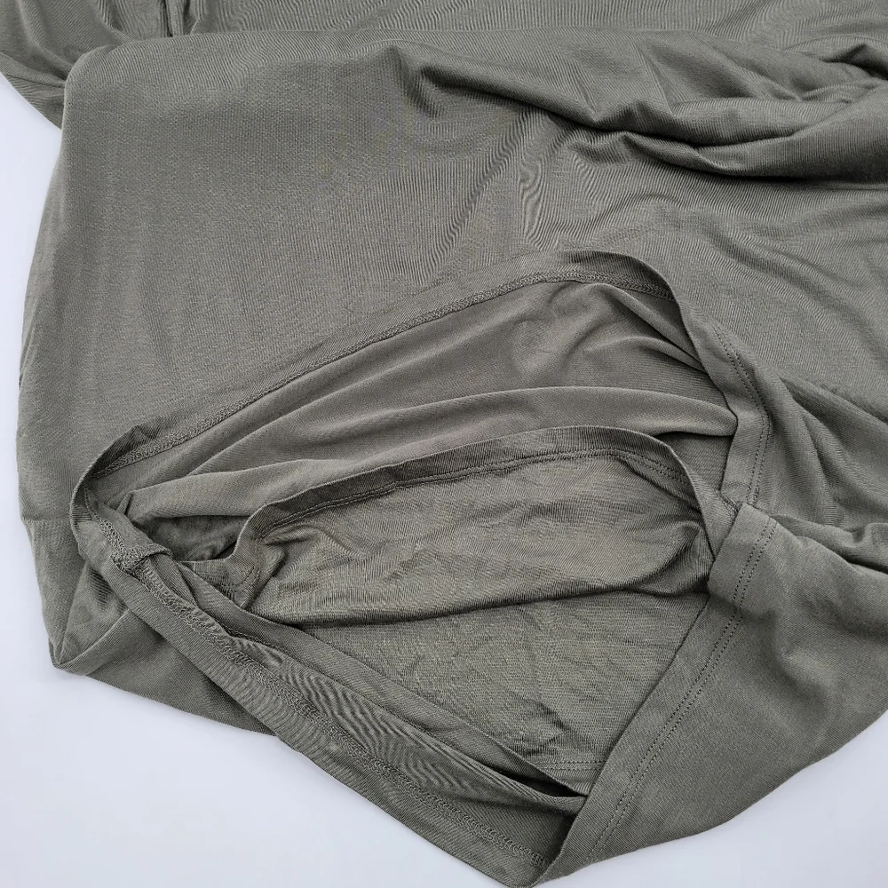 Bar III Olive Green Long-Sleeve Draped Shift Dress